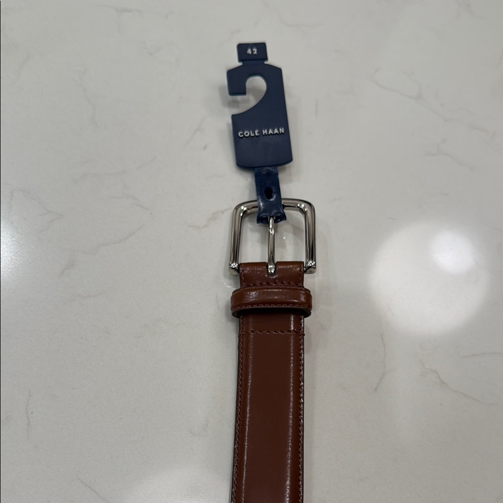 Cole Haan Men's Cognac/Brown Leather Pinch Spazzolato Belt 42
